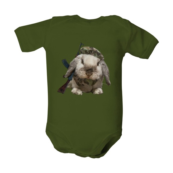 Dětské body  s potiskem Armádní králíček