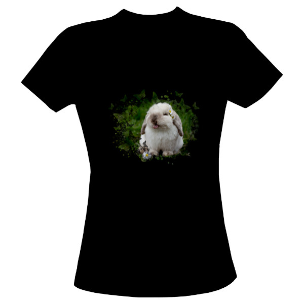 Tričko s potiskem králík a kopretiny