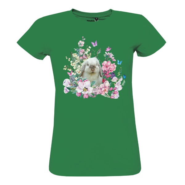 Tričko s potiskem králík a kytky