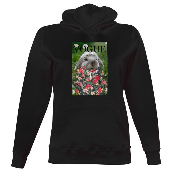 Dámská mikina s kapucí s potiskem králík časopis 1