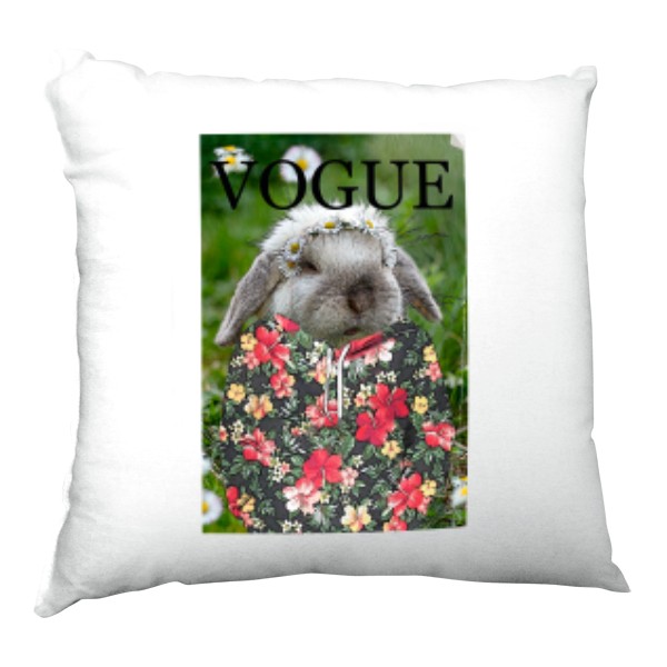 Polštář saténový s potiskem králík časopis polštář