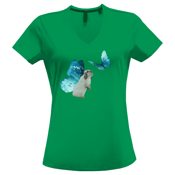 Tričko s potiskem králík motýlem