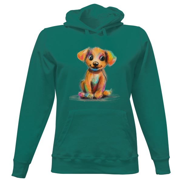 Dámská mikina s kapucí s potiskem pejsek namalovaný